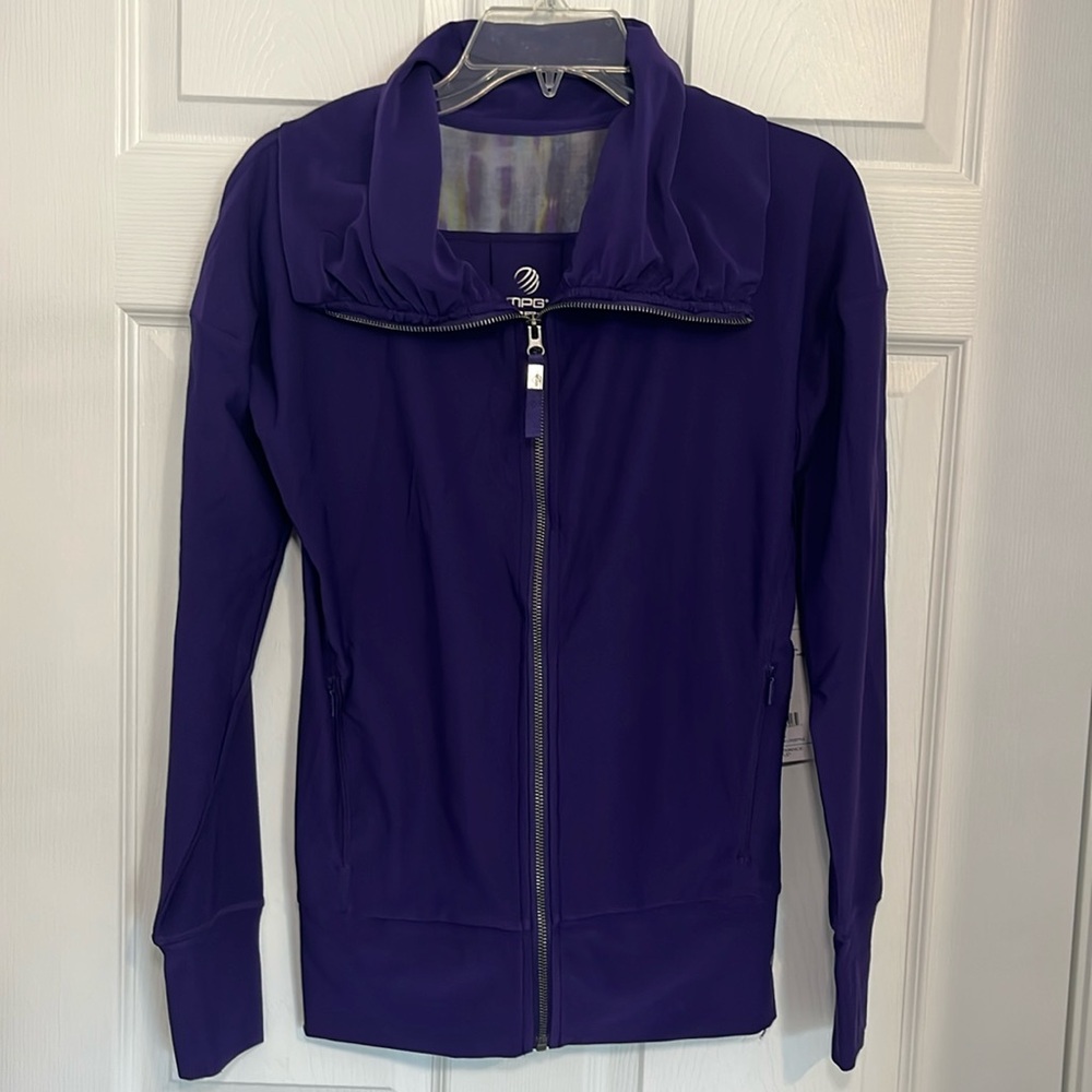 MPG Sport Lotus Pintuck Full Zip Jacket in Blackberry